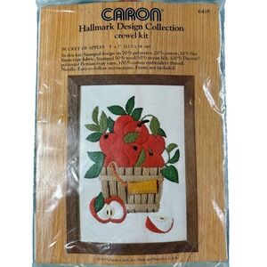 Caron Hallmark Design Collection Crewel Kit Bucket of Apples 6418 Vintage 1974